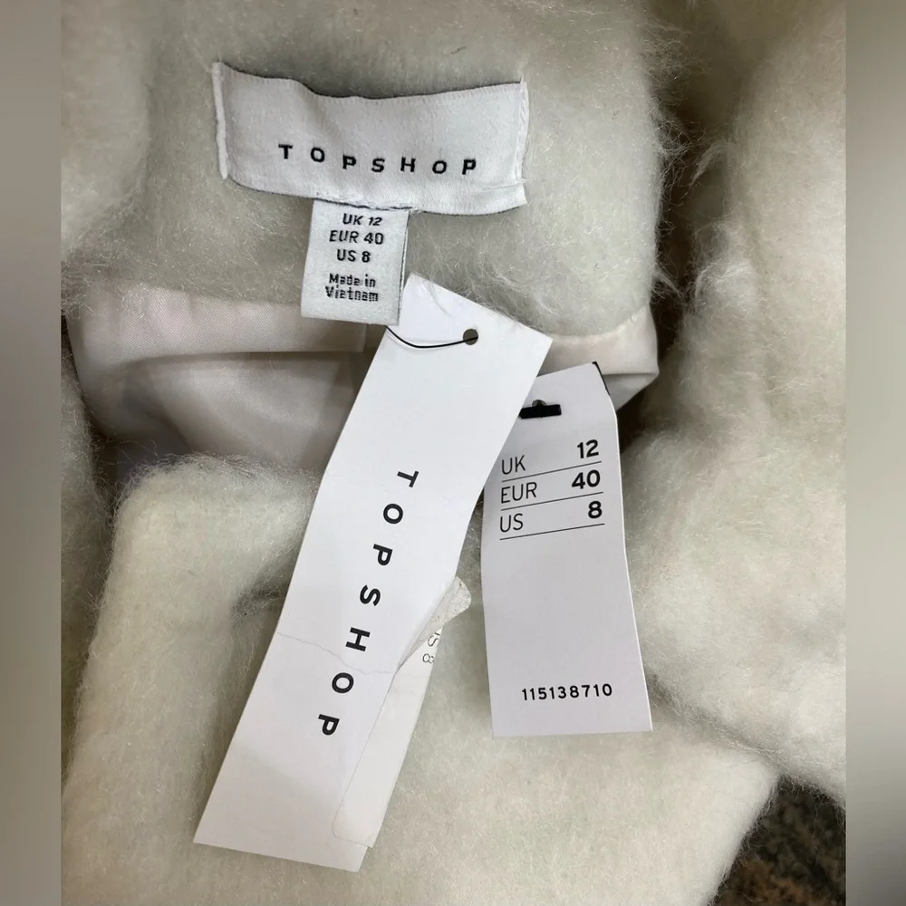 New Topshop Doubled-Breasted Trench – Size US 8 - Ivory